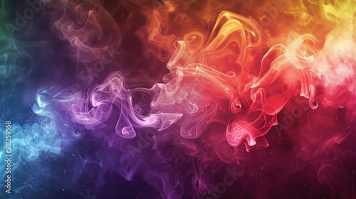 Abstract digital art, rainbow pixels dissipating like smoke realistic