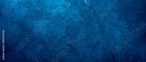 Navy Blue Grunge Banner on Abstract Background Texture