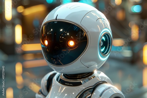An image of a friendly-looking humanoid robot with glowing eyes, invoking feelings of the future of companion robots