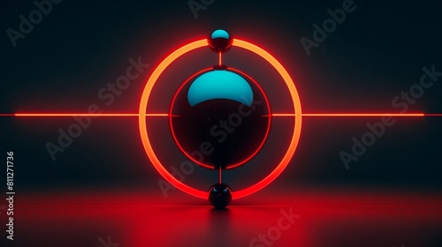 A digital learning era background featuring a neon atom icon, symbolizing the fundamentals of chemistry