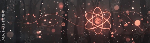 The essence of chemistry in the digital age a neon atom icon on a futuristic background