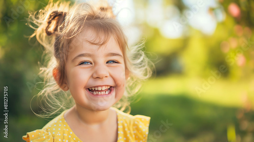 Criança fofa feliz sorrindo ao ar livre - wallpaper hd