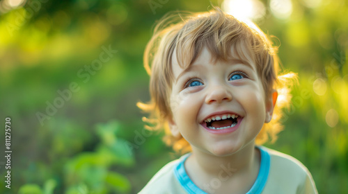 Criança fofa feliz sorrindo ao ar livre - wallpaper hd