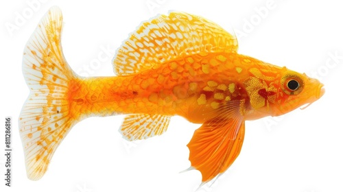 Hybrid Balloon Molly Fish Photographed on White Background a Popular Freshwater Aquarium Species
