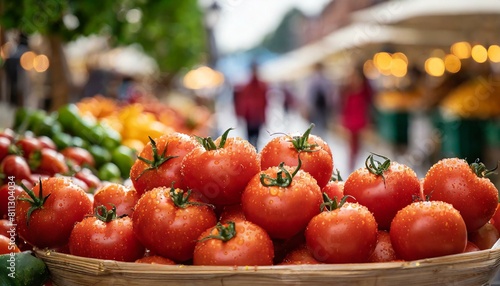 tomates frescos vermelhos e outras variedades na feira, agro
