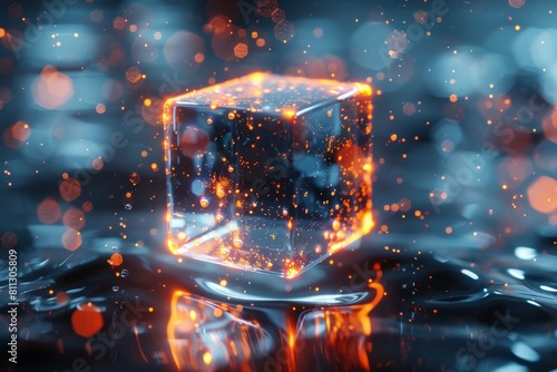 A mesmerizing image of a cube emitting a soft glow, surrounded by magical particles that evoke a sense of wonder