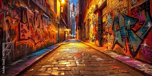Melbournes famous laneways filled with eclectic graffiti art and urban charm. Concept Urban Exploration, Street Art, Colorful Murals, Hidden Gems, City Vibes