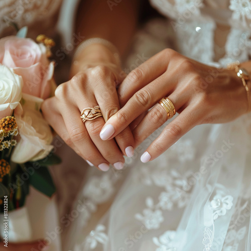 Manos de los novias el día de la boda poniéndose los anillos