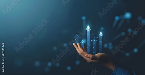 Business growth, boost up business or success concept, Business growth, investment profit increase, growing sales and revenue, progress or development concept, arrow graph future growth plan