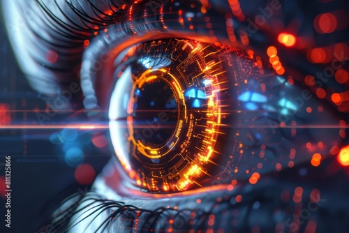 futuristic ai eye symbolizing efficiency and automation in business 3d illustration
