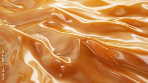 **Image description:** A close-up image of a smooth, glossy, wavy, orange liquid. The liquid is thick and viscous, and it flows slowly.