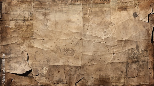 Vintage aged newspaper grunge texture background for a distressed, old aesthetic