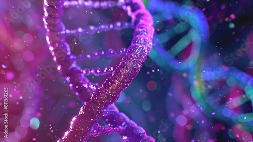 dna structure with colorful lighting on background realistic