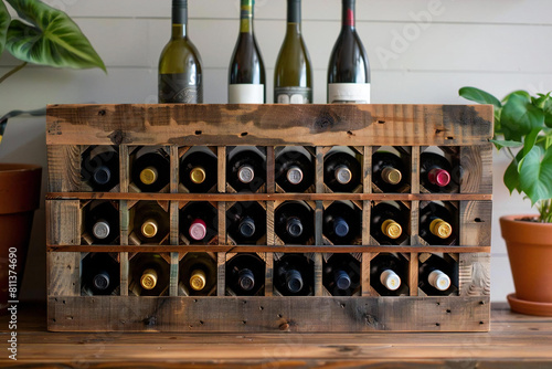Wine Connoisseur's Vintage Collection in Handcrafted Wooden Wine Rack