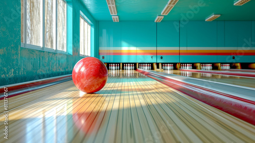 Beautiful bowling themed lunch invitation card, minimal style