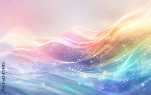 Soft pastel background with a sweep of rainbow light.