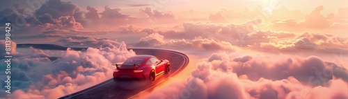 An automobile carefully maneuvering along a winding route above the clouds, underscoring the obstacles on the path to reaching an objective