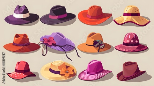 kentucky derby hats design vector flat modern isolated illustration 