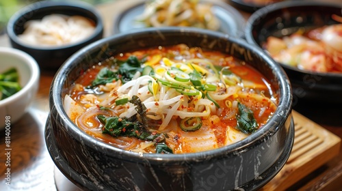 cold bean soup noodles Kongguksu Korean food. Generative Ai