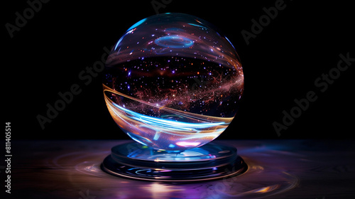 Beautiful glass smooth ball with stars and the universe inside