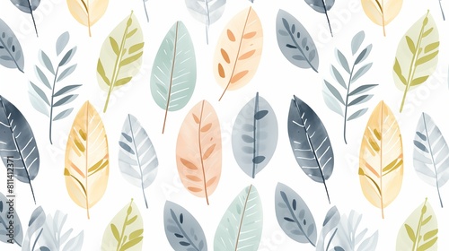 Seamless botanical pattern with stylized leaves for textile or wallpaper design