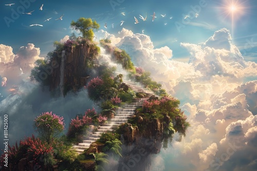 Paradise in Heaven: a unique concept central to religious teachings that depicts Kingdom of Heaven as a realm of eternal life and divine presence, bridging mortal existence and transcendent reality.