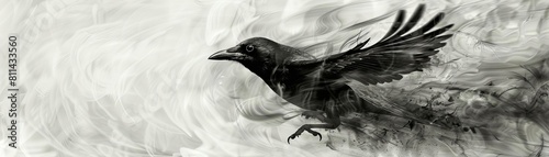 monochromatic digital painting showing the emotional moment a rehabilitated bird is released back into the wild, capturing the motion and emotion