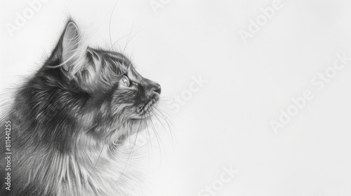 Charming Whimsy: Pencil Sketch of Ragdoll Cat Profile