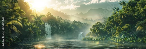 a 3d render of Amazon rainforest about endangered species that call it home