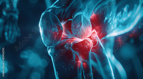 Illustration of knee pain. Concept of arthritis and sports trauma injury