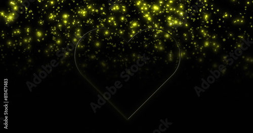 Image of neon heart over flashing yellow lights