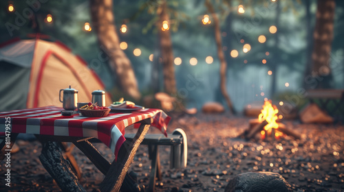A close-up view of a camping scene unfolds