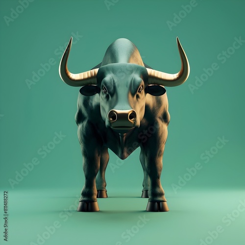 Powerful and Fierce Bovine Stands Tall in Dramatic Studio Portrait