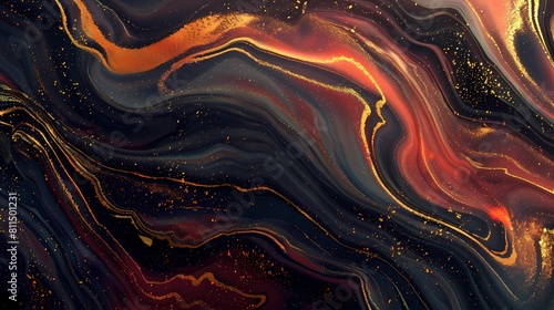 Abstract marbled waves in a cosmic dance of colors and sparkles