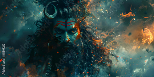 shiv cinematic view of Hindu god Shiva abstract background