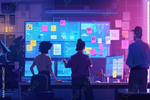 An animation team managing their production pipeline on a digital dashboard filled with deadlines