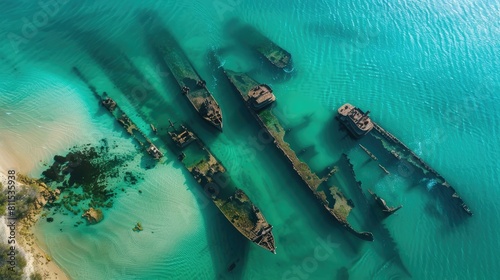 Shipwrecks near Moreton Island in Queensland Captured through Aerial Photography