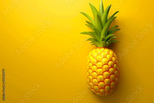 A pineapple is on a yellow background.