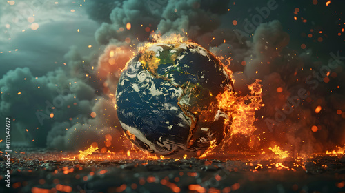 Planet Earth Apocalypse Concept. Elements of this image furnished
