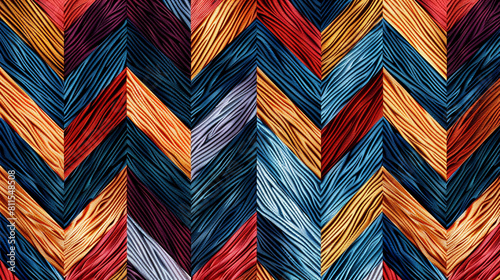 Vector embroidery jacquard background with geometric handcraft zigzag style.