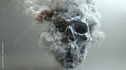 Air Pollution Illustrated as a Deadly Skull Symbol A Dire Warning of Smokings Lung Cancer Risk Generative ai