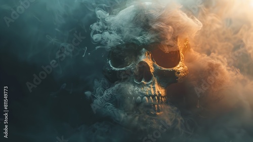 Air Pollution PM Visualized as a Deadly Skull Symbol A Stark of Lung Cancer Risk Generative ai
