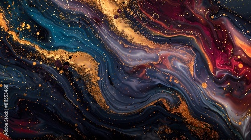 Cosmic swirls in a vibrant gilded abstract art