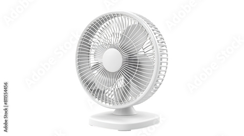 Battery powered white table fan isolated on transparent background 