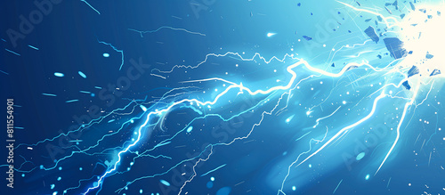 blue thunderbolt crackling with sparks and lightning