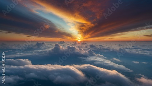 Sunset with beautiful clouds in sky. Majestic and unique clouds sun going down landscape 4k image.