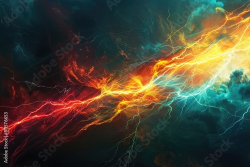 Abstract colorful lightning background. Fantasy fractal texture. Digital art