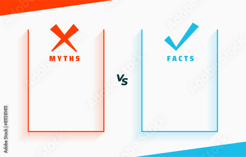 myths vs facts battle list concept with text space