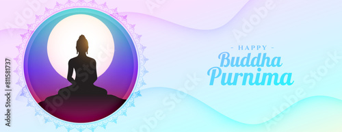 happy buddha purnima religious banner for peace and faith