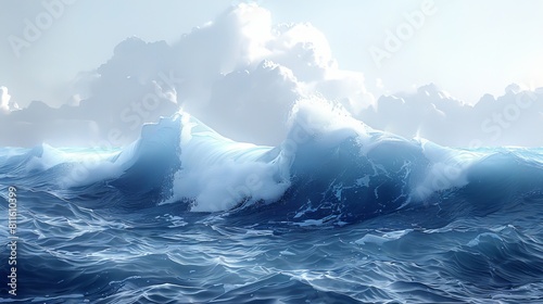 The majestic power of a cresting ocean wave, cut out from the background